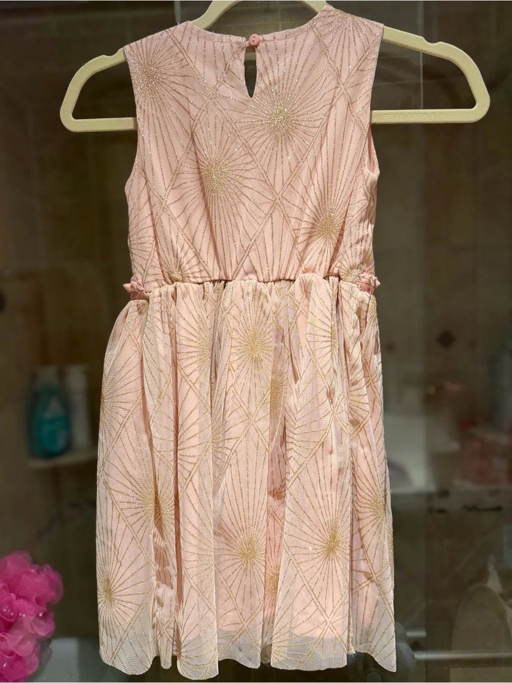 Nannette Kids Party Dress Sparkly Pink & Gold Formal Dress Size 6